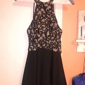 black & gold halter dress